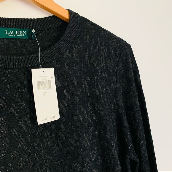 Ralph Lauren Metallic Black Sweater Animal Print - Picture 6 of 7
